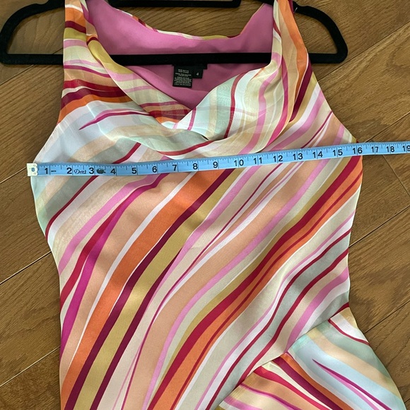 Y2K BCBG Maxazria Stripe Asymmetrical Cowl Neck Dress EUC - Picture 7 of 11